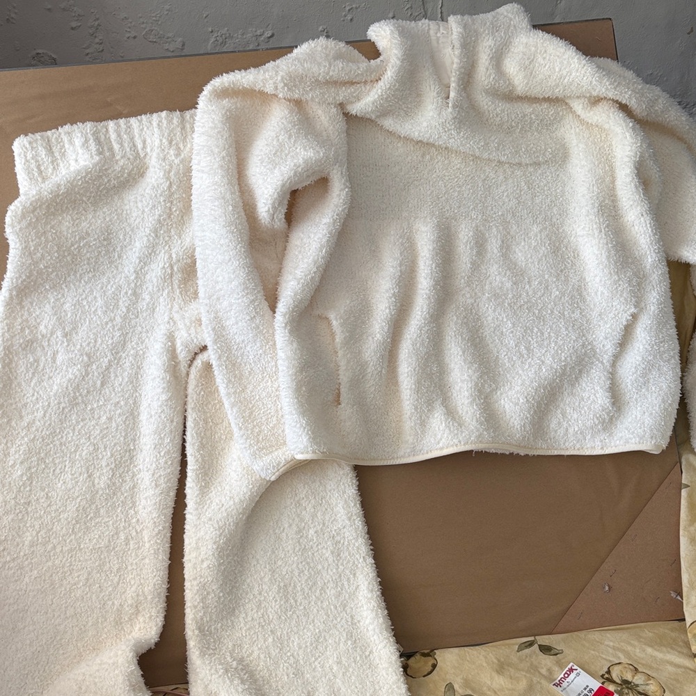 SKIMS Cream Plush Cowl Neck Sweater Set